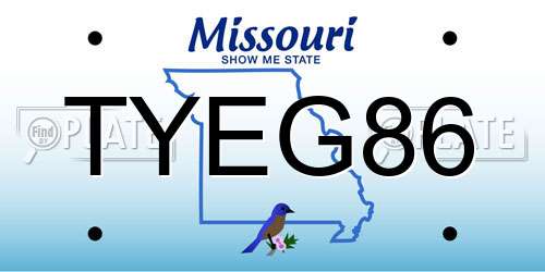 TYEG86 Missouri License Plate