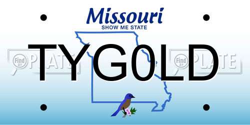 TYG0LD Missouri License Plate