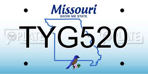 TYG520 Missouri License Plate