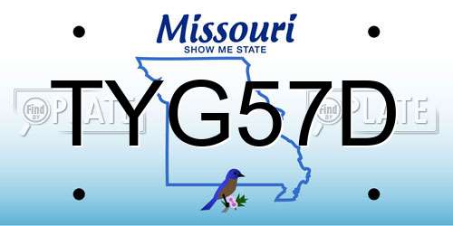 TYG57D Missouri License Plate