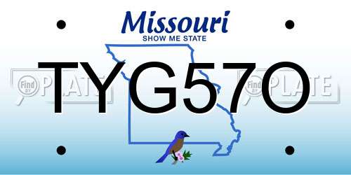 TYG57O Missouri License Plate