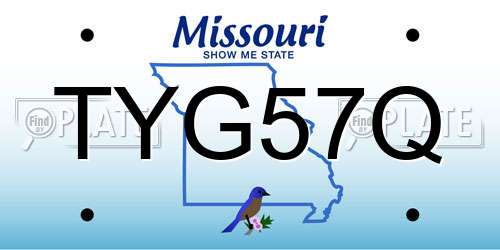 TYG57Q Missouri License Plate
