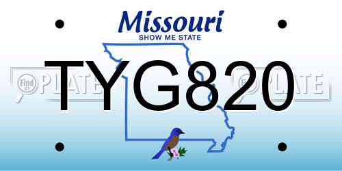 TYG820 Missouri License Plate