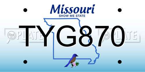 TYG870 Missouri License Plate