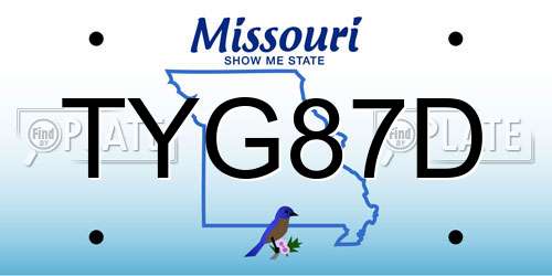 TYG87D Missouri License Plate