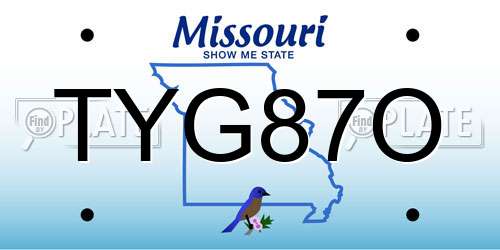 TYG87O Missouri License Plate