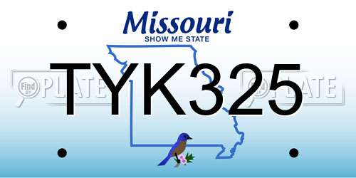 TYK325 Missouri License Plate