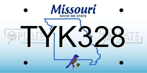 TYK328 Missouri License Plate