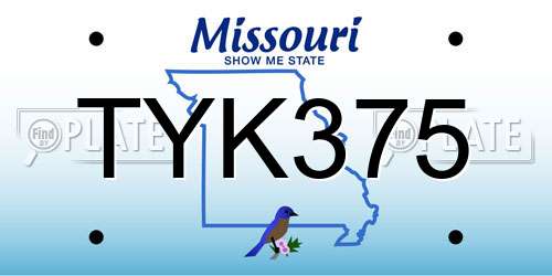 TYK375 Missouri License Plate