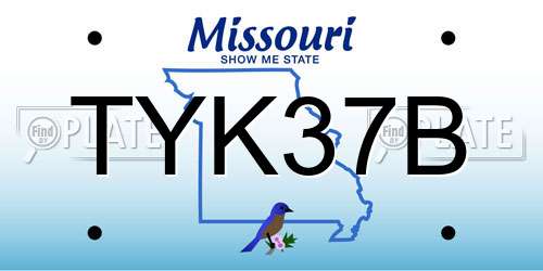 TYK37B Missouri License Plate