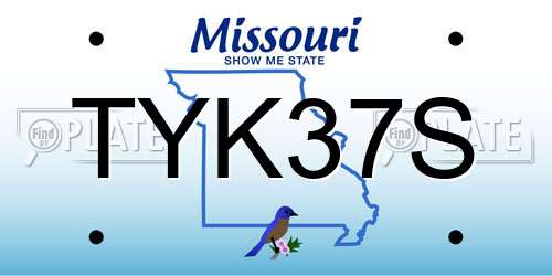 TYK37S Missouri License Plate