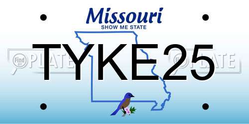 TYKE25 Missouri License Plate