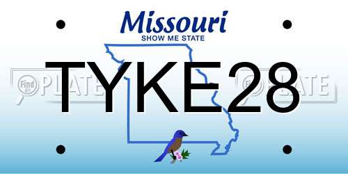 TYKE28 Missouri License Plate