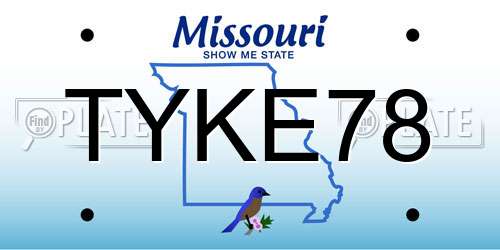 TYKE78 Missouri License Plate