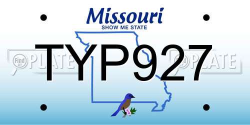 TYP927 Missouri License Plate