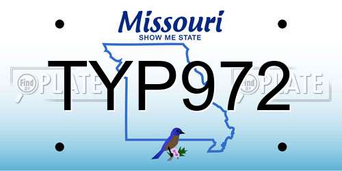 TYP972 Missouri License Plate