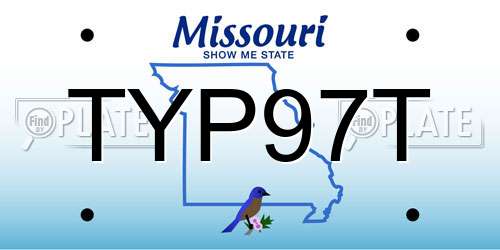 TYP97T Missouri License Plate