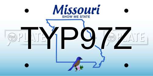 TYP97Z Missouri License Plate