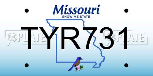 TYR731 Missouri License Plate