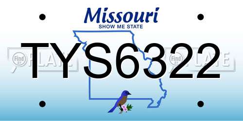 TYS6322 Missouri License Plate