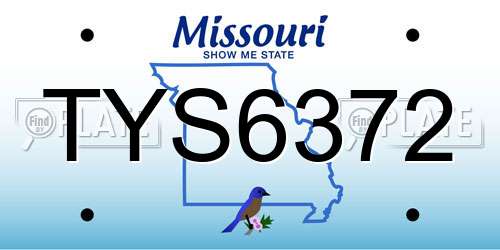 TYS6372 Missouri License Plate