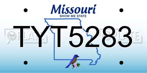 TYT5283 Missouri License Plate