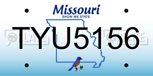 TYU5156 Missouri License Plate