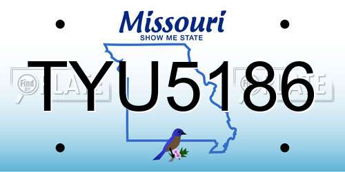 TYU5186 Missouri License Plate