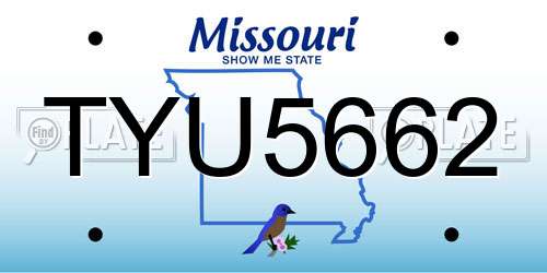 TYU5662 Missouri License Plate