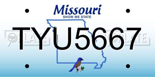 TYU5667 Missouri License Plate