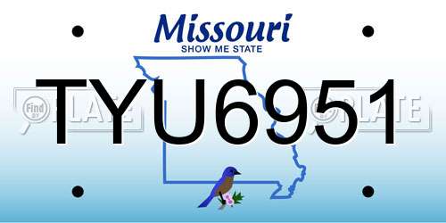 TYU6951 Missouri License Plate