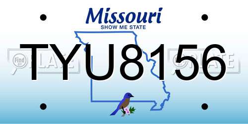 TYU8156 Missouri License Plate