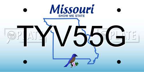 TYV55G Missouri License Plate