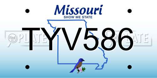 TYV586 Missouri License Plate