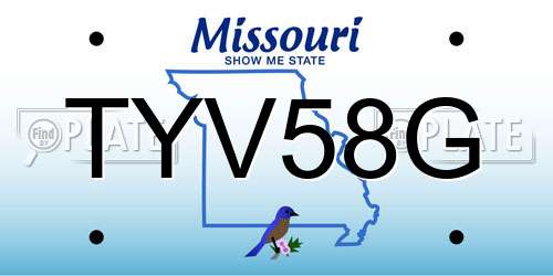 TYV58G Missouri License Plate