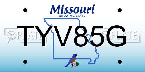 TYV85G Missouri License Plate