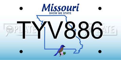 TYV886 Missouri License Plate