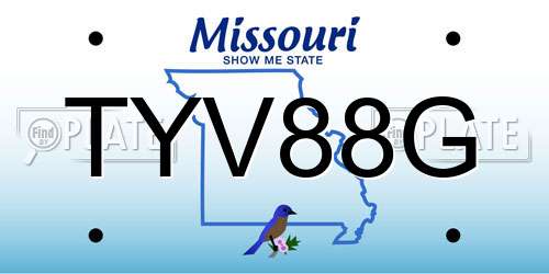 TYV88G Missouri License Plate