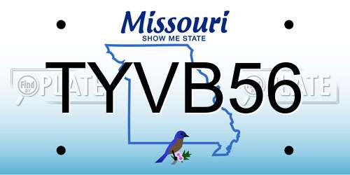 TYVB56 Missouri License Plate