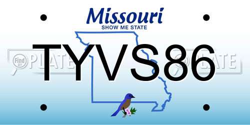 TYVS86 Missouri License Plate