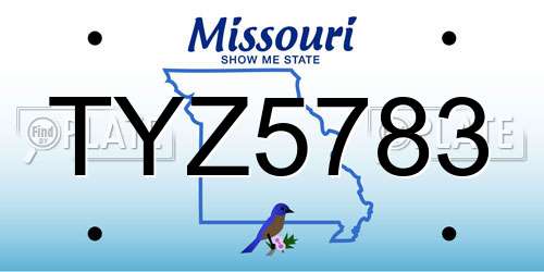 TYZ5783 Missouri License Plate