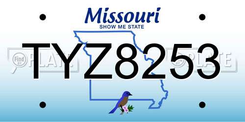 TYZ8253 Missouri License Plate
