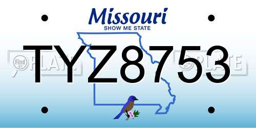 TYZ8753 Missouri License Plate