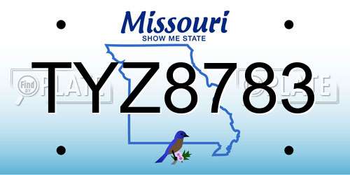 TYZ8783 Missouri License Plate
