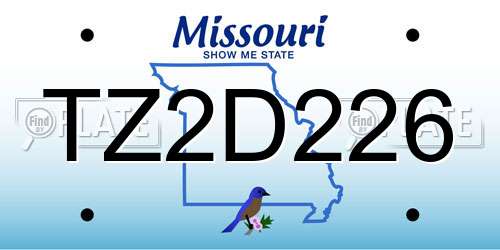 TZ2D226 Missouri License Plate