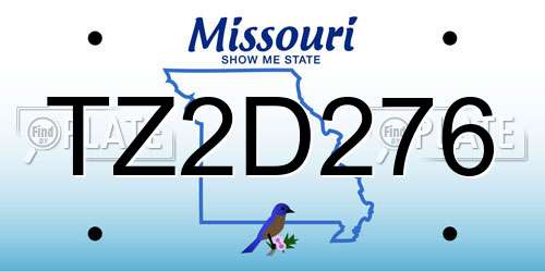 TZ2D276 Missouri License Plate