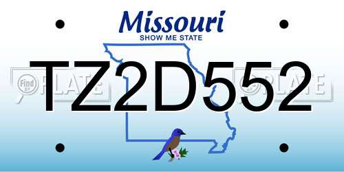 TZ2D552 Missouri License Plate