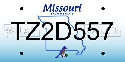 TZ2D557 Missouri License Plate