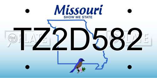TZ2D582 Missouri License Plate