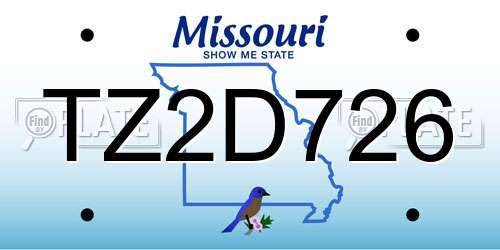 TZ2D726 Missouri License Plate